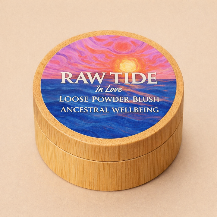 Raw Tide Loose Powder Mineral Blush jar with soft-focus buildable mineral color