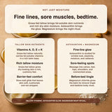 Raw Tide Magnesium Night Balm ingredient-role education graphic