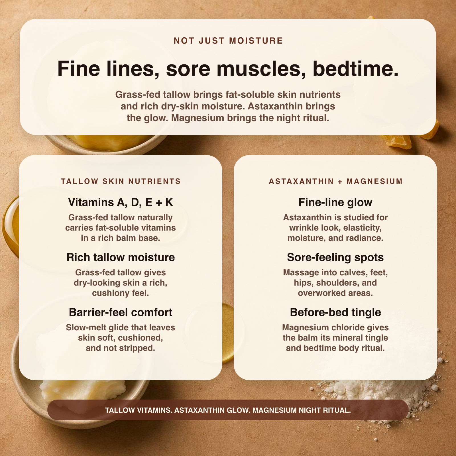 Raw Tide Magnesium Night Balm ingredient-role education graphic